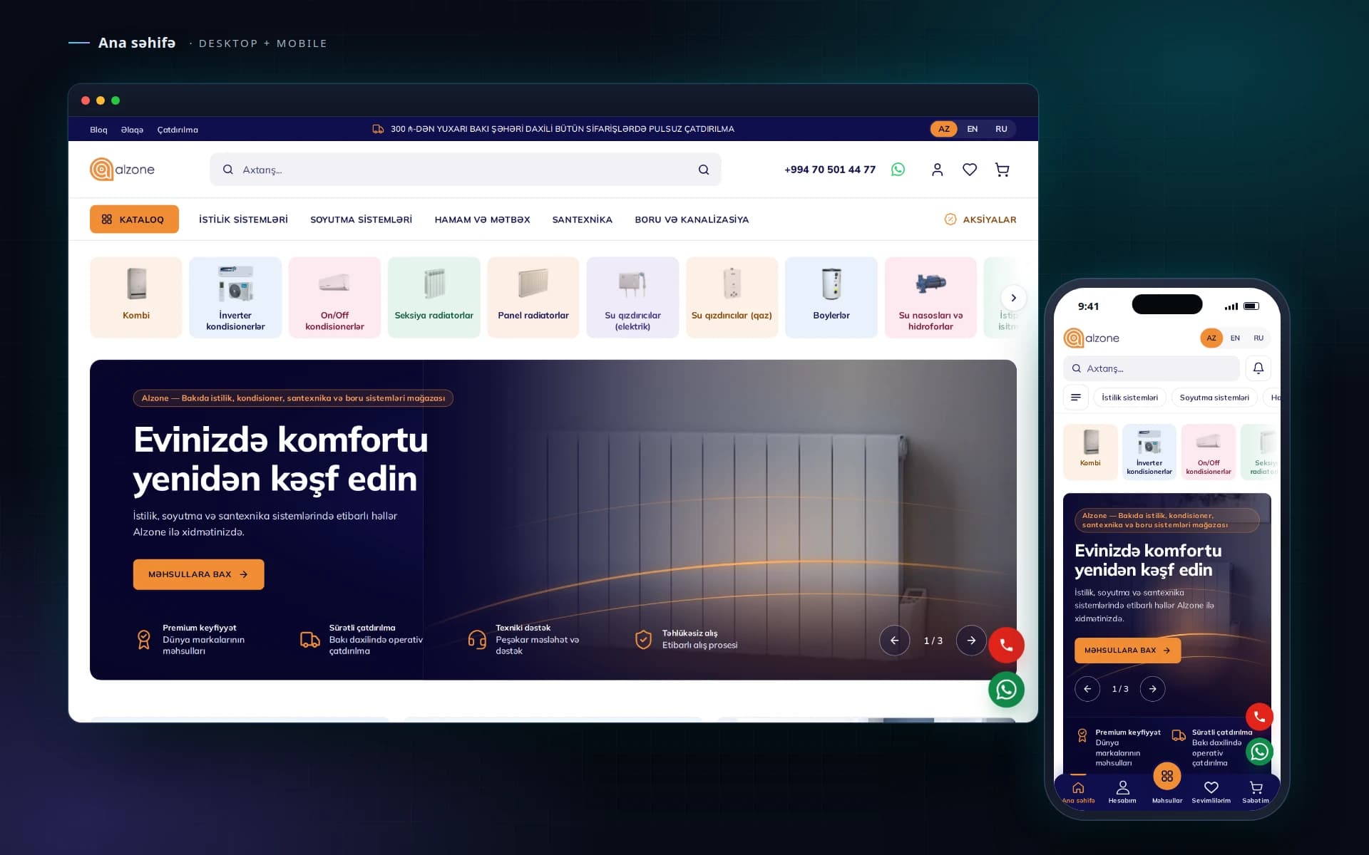Alzone — istilik, santexnika və boru sistemləri mağazası